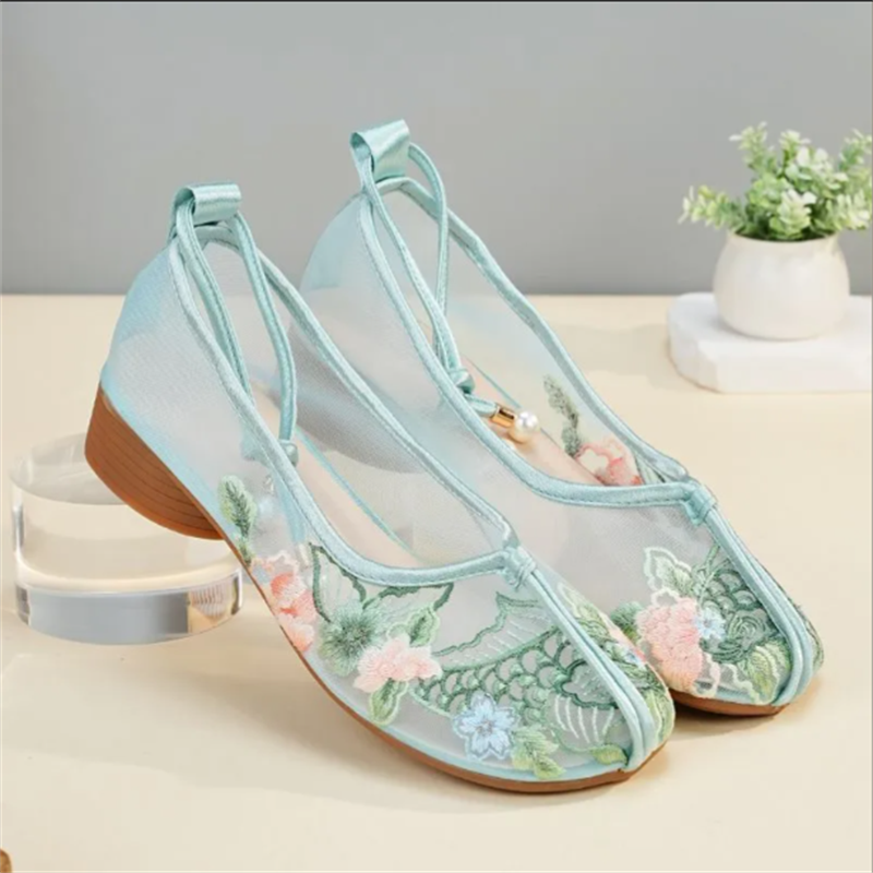 Embroidery Shoes - Popular Sandals Mesh Shoes Embroidered Modern