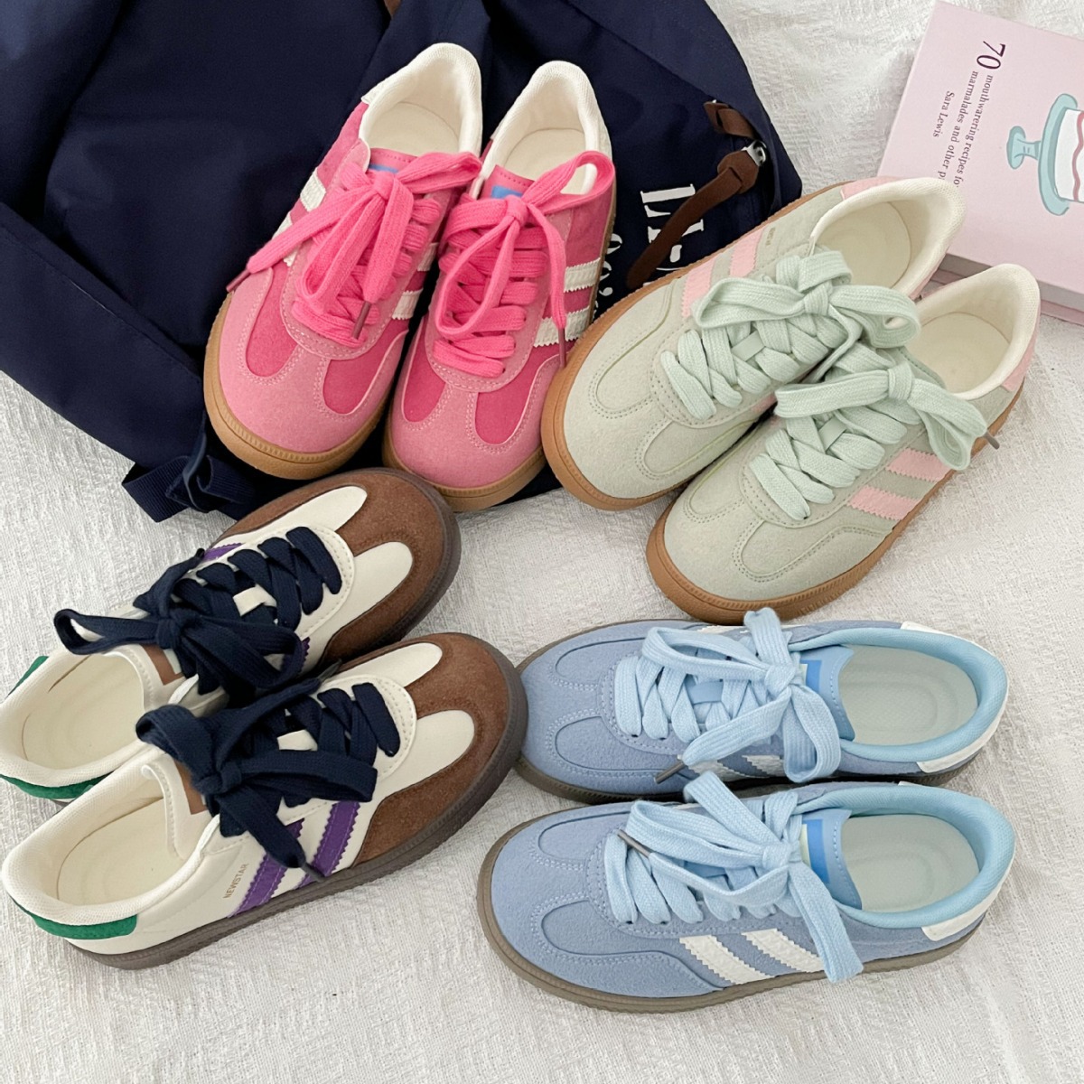 Embroidery White - Vintage-style sneakers for women, new style
