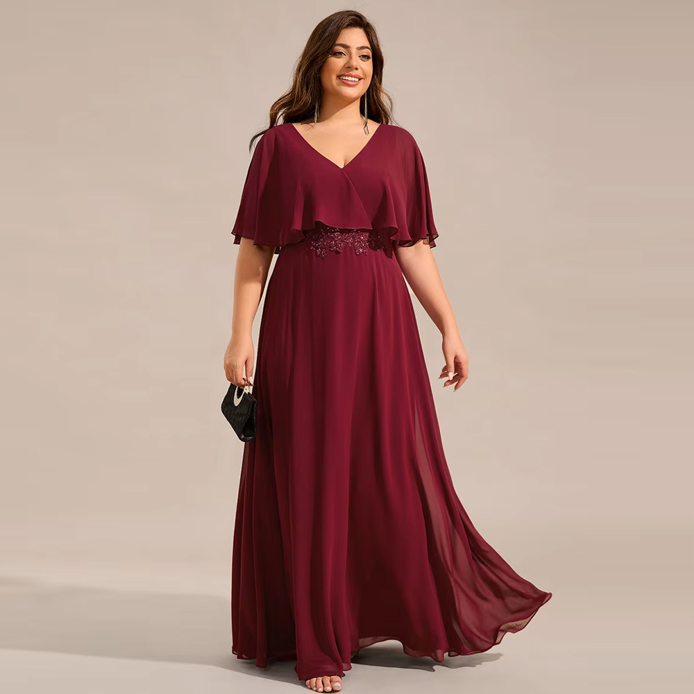 Embroidery Flower Pattern - BAZIIINGAAA Party Dress Plus Size Elegant