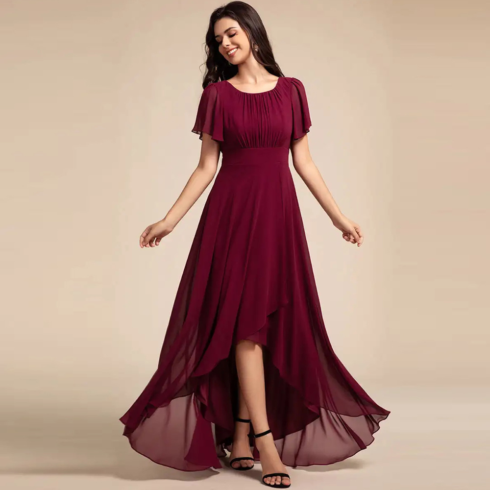 Embroidery Flower Pattern - BAZIIINGAAA Party Dress Elegant Round Neck