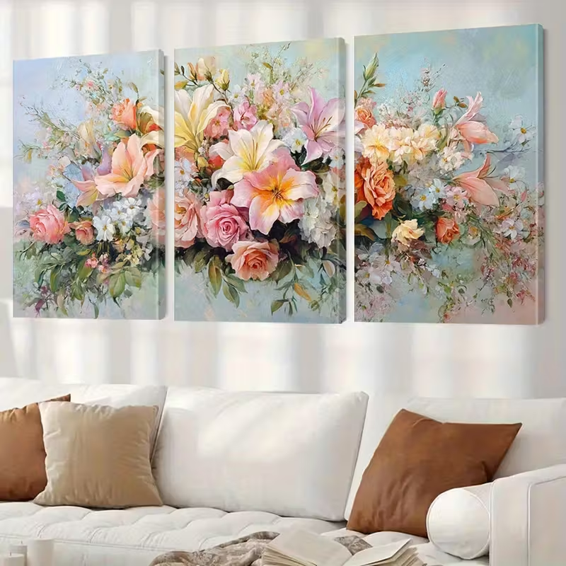 Embroidery Rose Stitch - Triptych Diamond Art Mosaic Spring/Summer Rose