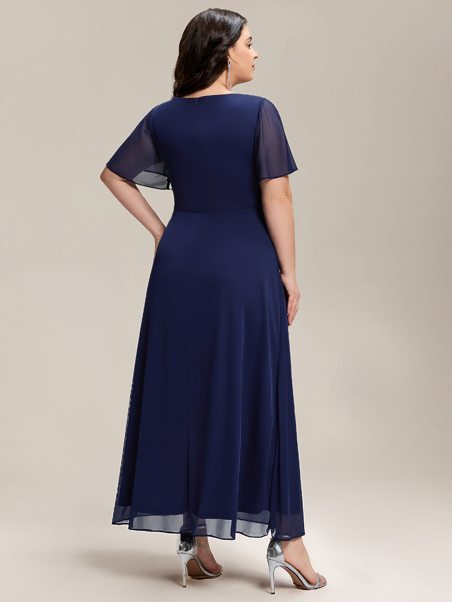 Embroidery Flower Pattern - BAZIIINGAAA Party Dress Plus Size Short