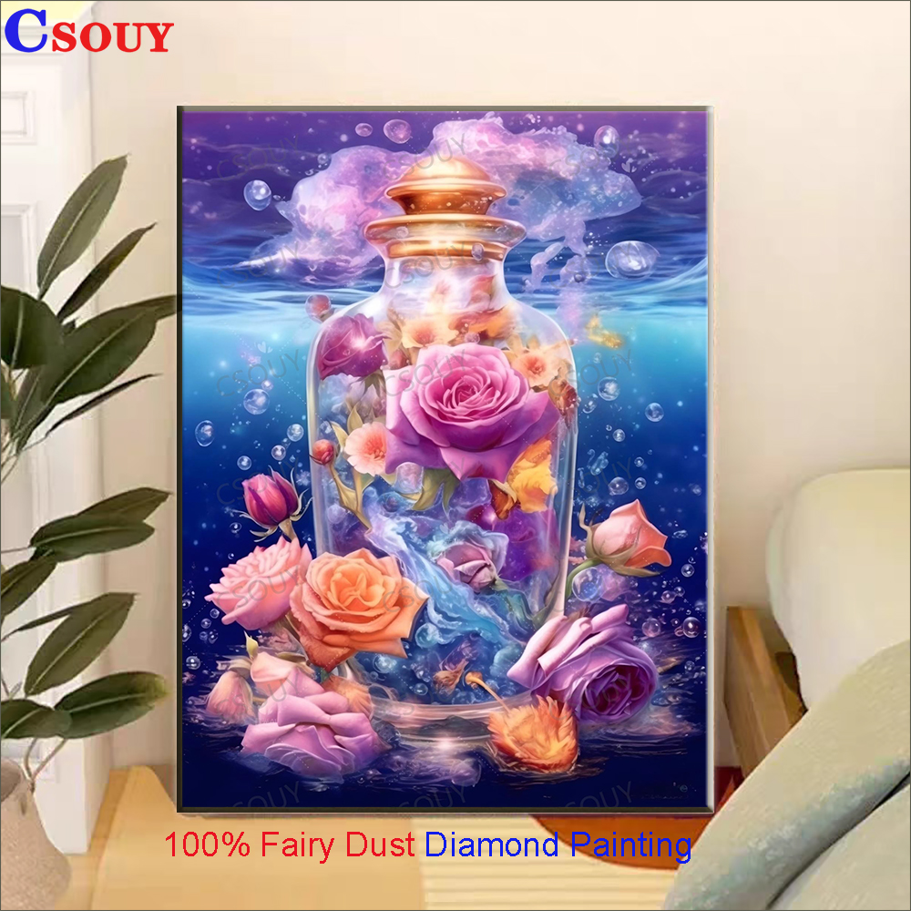 Embroidery Rose Stitch - 100% Fairy Dust Diy Diamond Painting