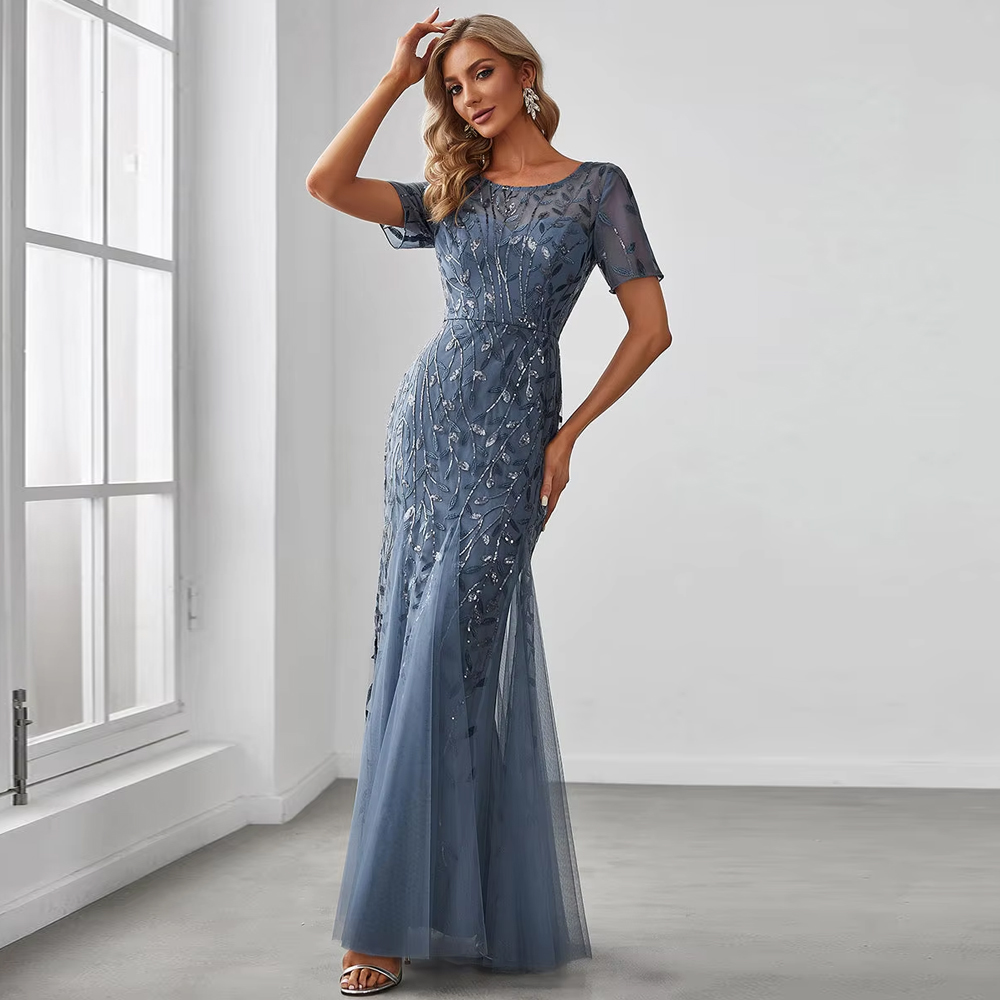Embroidery Flower Pattern - BAZIIINGAAA Party Dress Women's Floral Sequin