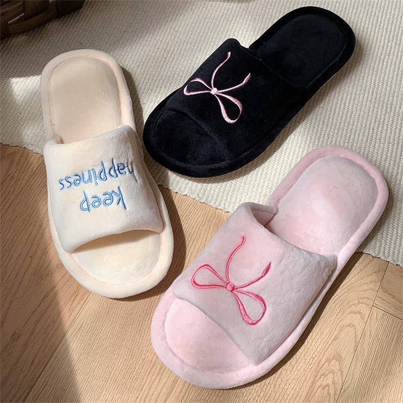 Embroidery Shoes - XIXITIAO Women's Home Slippers New Bow