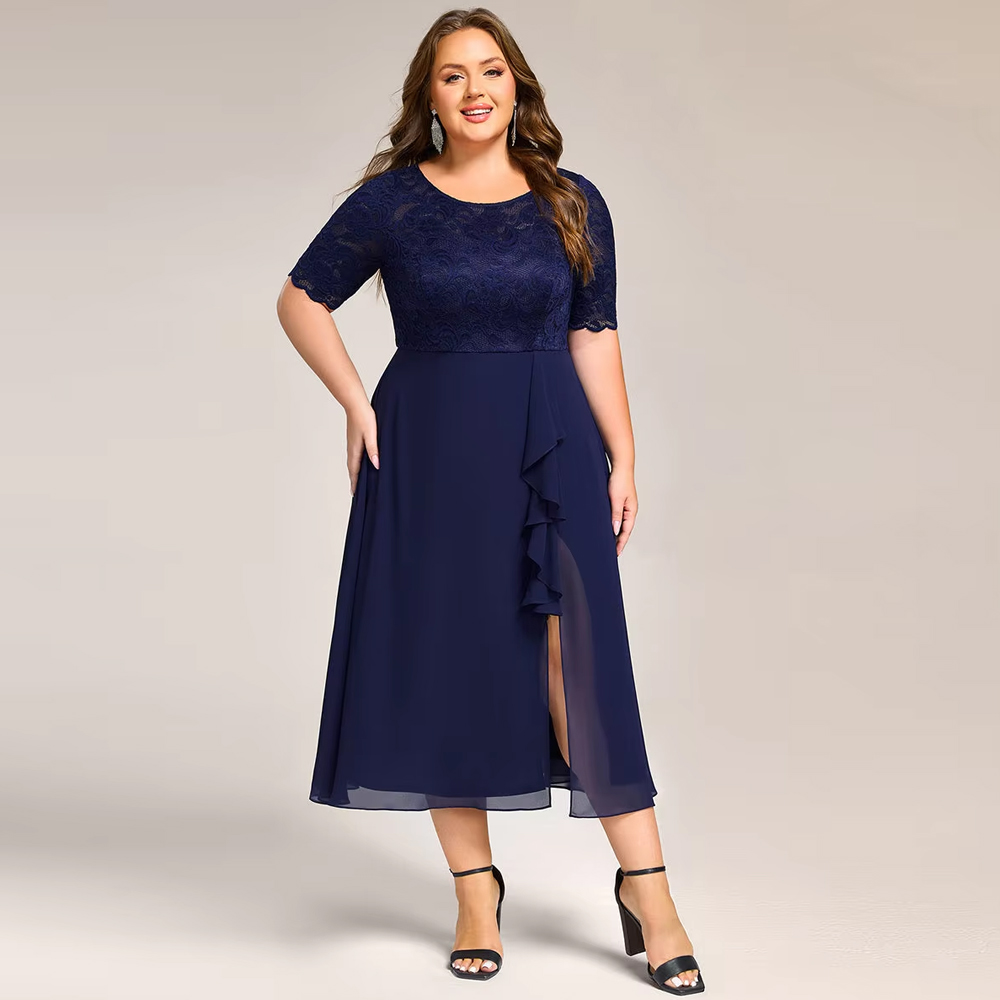 Embroidery Flower Pattern - BAZIIINGAAA Party Dress Plus Size Embroidery