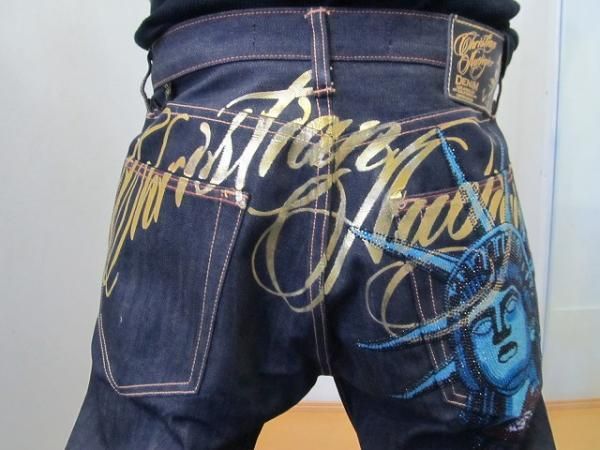 Embroidery Jeans Sakura - Vintage Statue of Liberty Diamonds Jeans