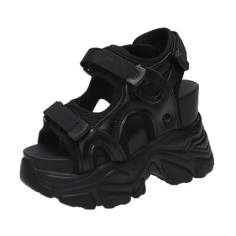 Embroidery White - 10.5CM Platform Gladiator Sandals Lace Up