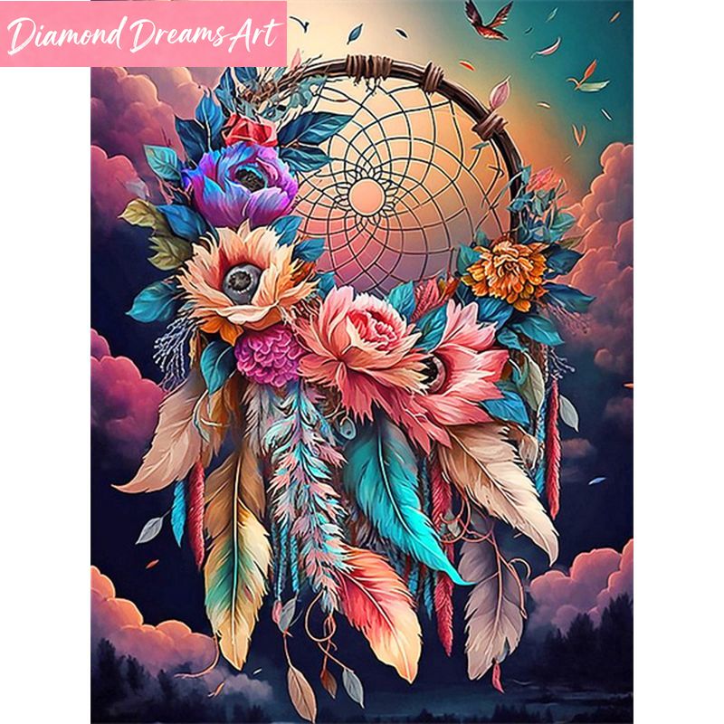 Embroidery Kit Set - Frameless, Diamond Painting Dream Catcher Butterfly