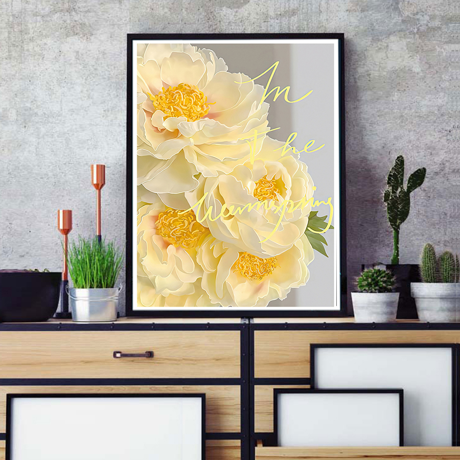 Yellow Peony Cross Stitch Kit  - огляд і ціна Embroidery Yellow