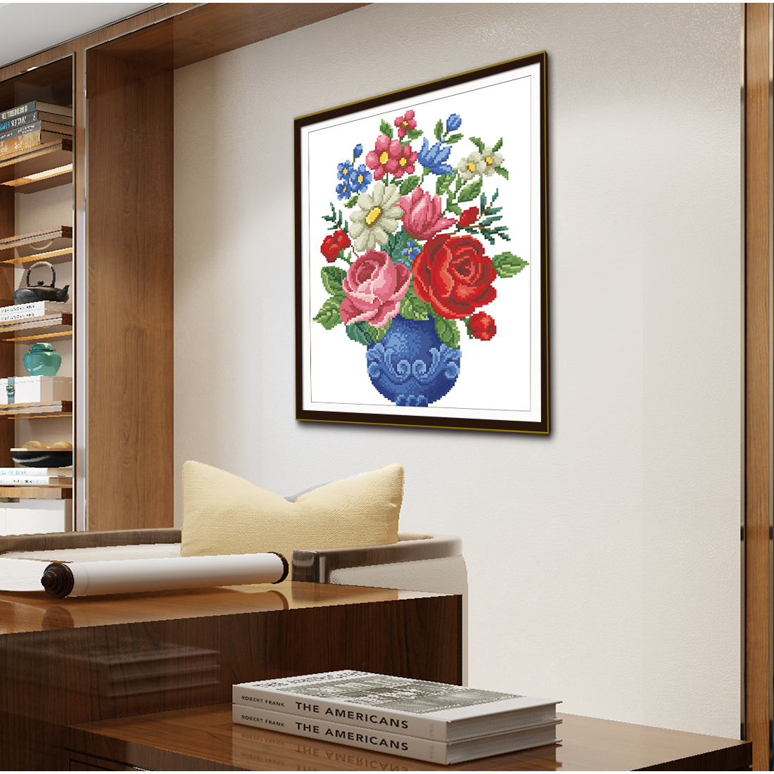 Blue Bottle And Rose, Cross St - огляд і ціна Embroidery Rose Stitch