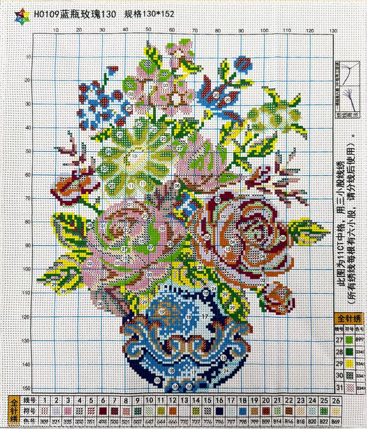 Blue Bottle And Rose, Cross St - огляд і ціна Embroidery Rose Stitch