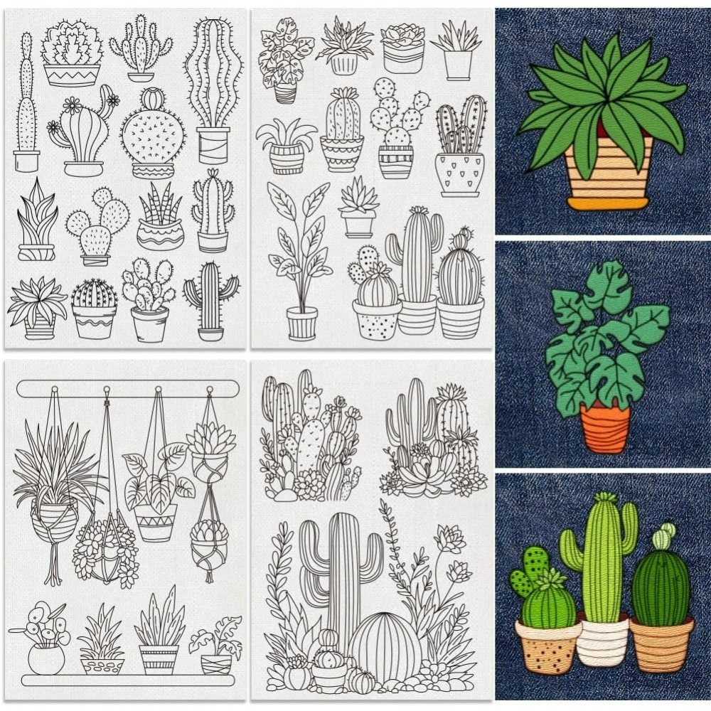 30Pcs Bonsai Cactus Embroidery - огляд і ціна Embroidery Free Pattern