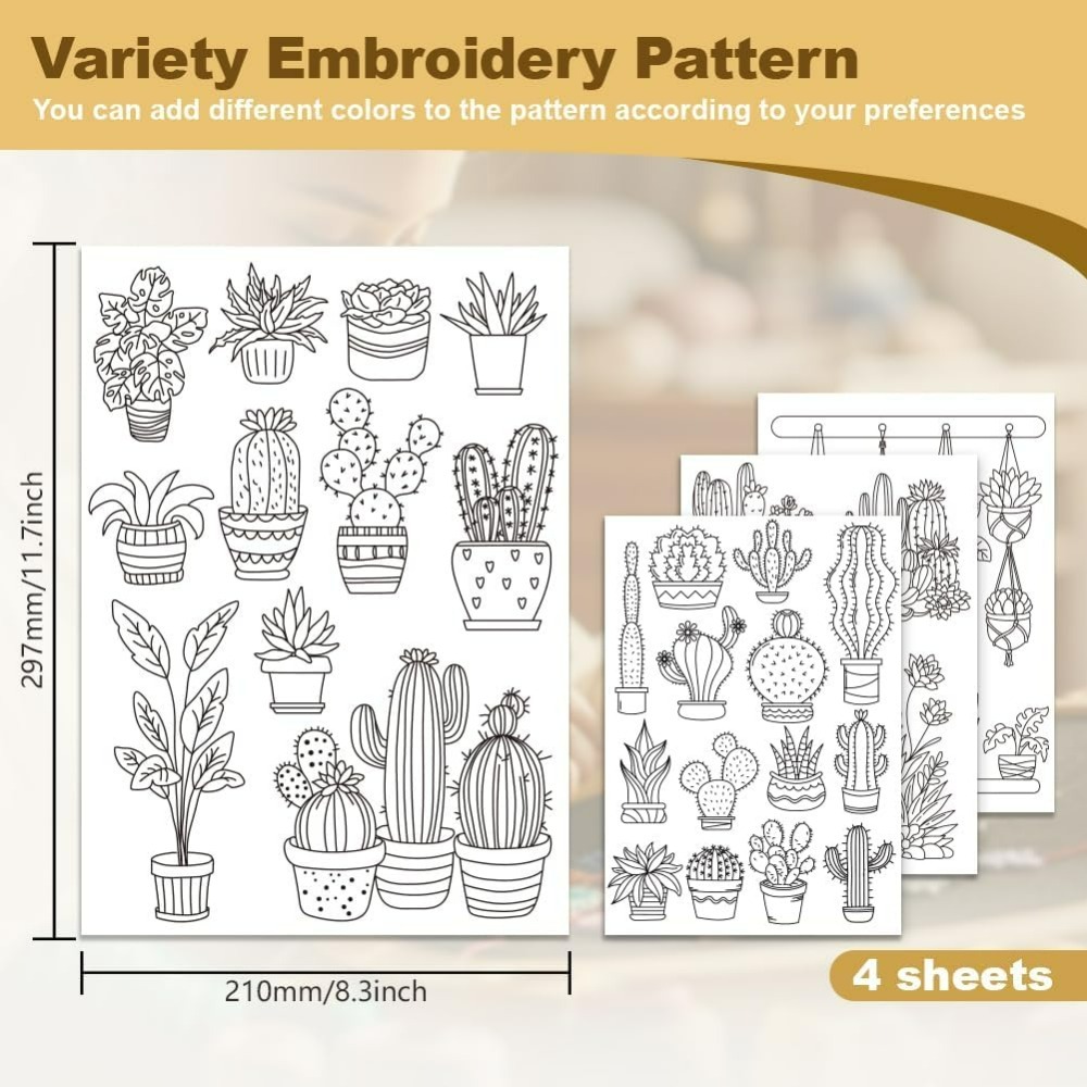 30Pcs Bonsai Cactus Embroidery - огляд і ціна Embroidery Free Pattern