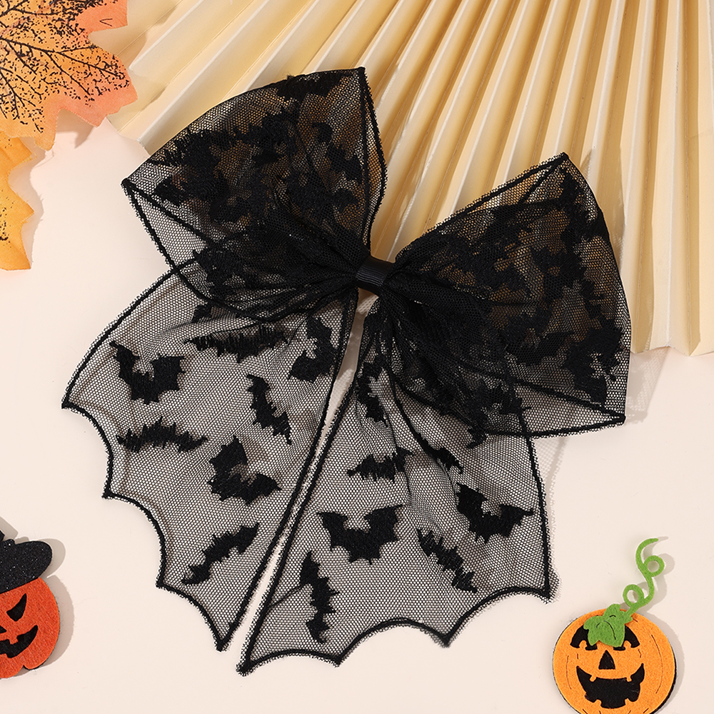 Halloween Bat Bow Hair Clips B - огляд і ціна Embroidery Gothic