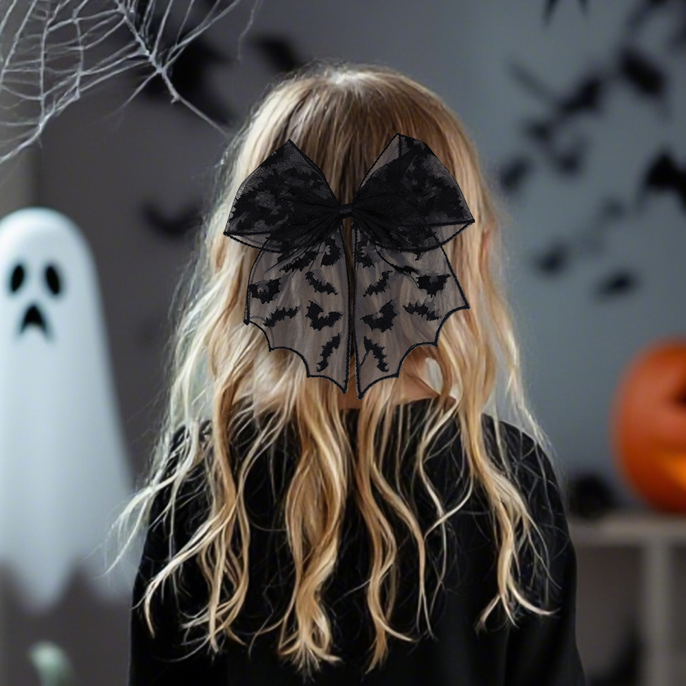 Halloween Bat Bow Hair Clips B - огляд і ціна Embroidery Gothic