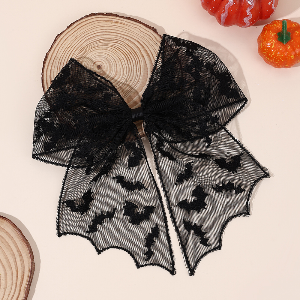 Halloween Bat Bow Hair Clips B - огляд і ціна Embroidery Gothic