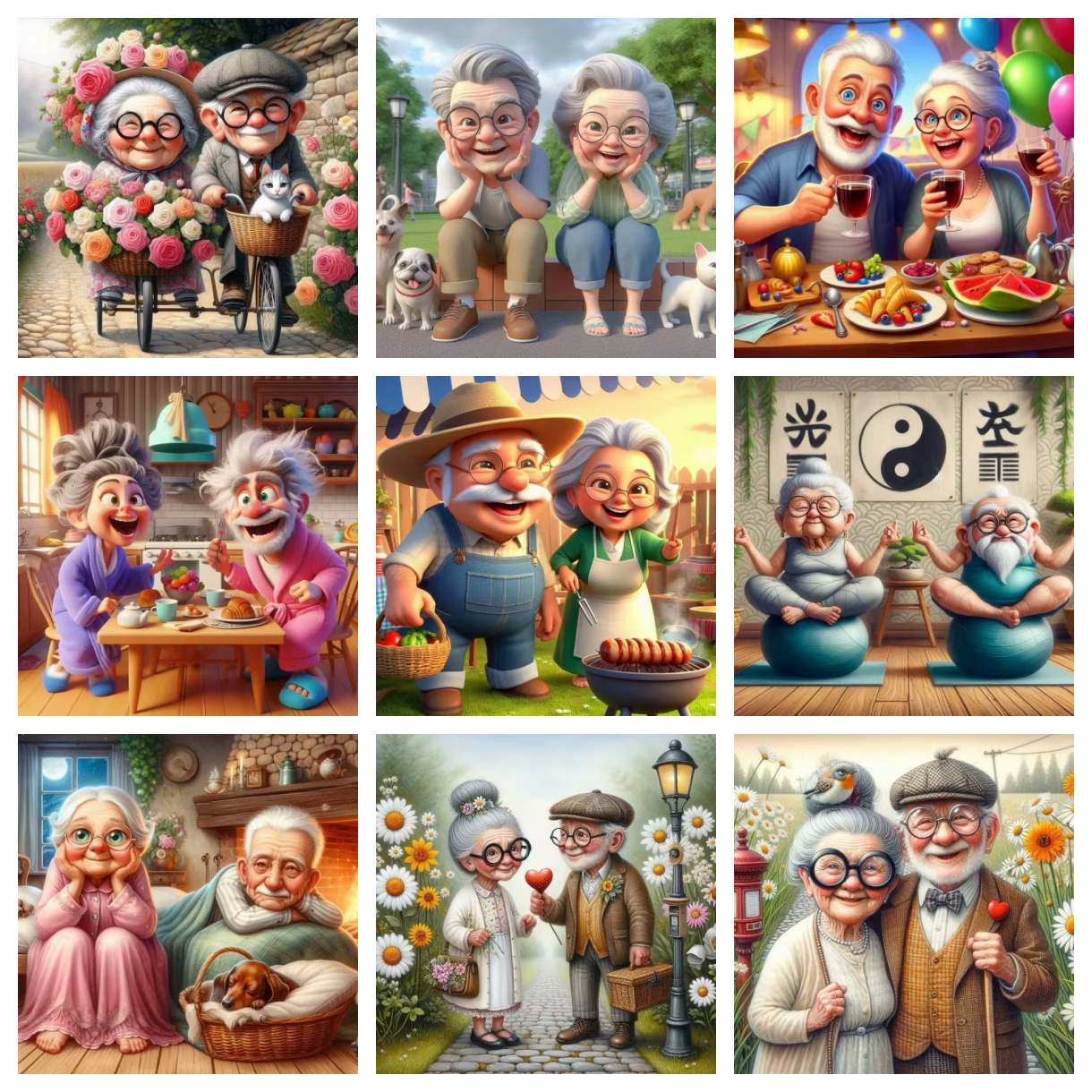 Cartoon Happy Old Couple 5D Fu - огляд і ціна Embroidery Kit Set