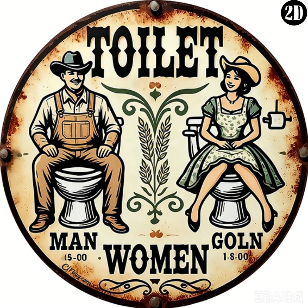 Vintage Cowboy Toilet Round Me - огляд і ціна Embroidery Water