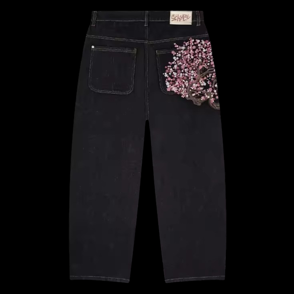 Y2K Mens Womens Harajuku Hip H - огляд і ціна Embroidery Jeans Sakura