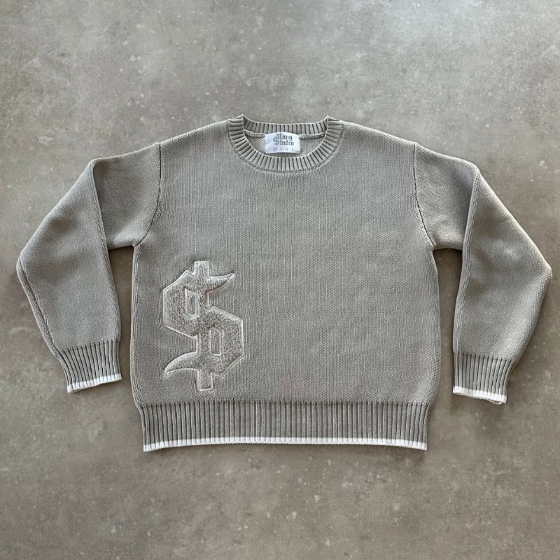 Harajuku Casual gold Sweaters  - огляд і ціна Embroidery Gothic