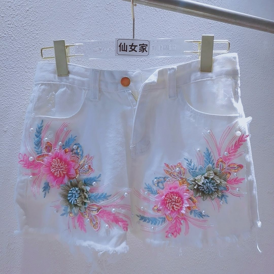 Korean Fashion Women Summer De - огляд і ціна Embroidery Jeans Sakura