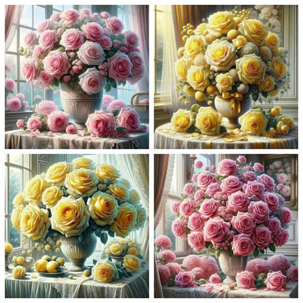 1PC frameless  5D Diy Diamond  - огляд і ціна Embroidery Rose Stitch