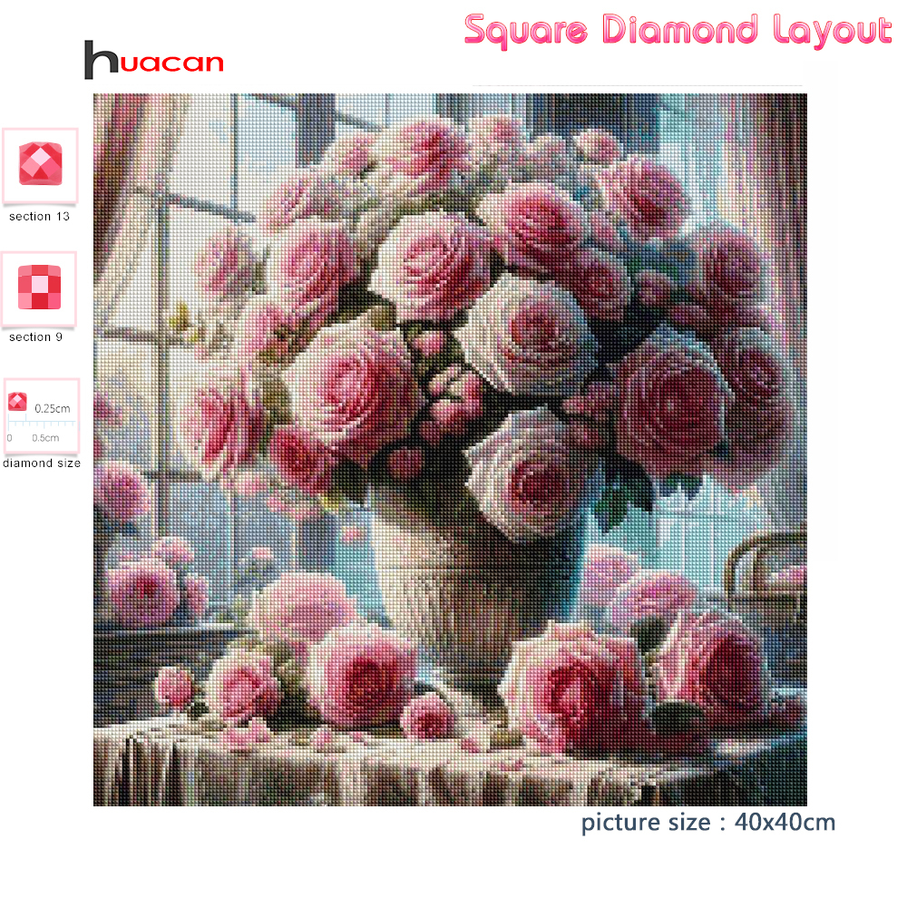 1PC frameless  5D Diy Diamond  - огляд і ціна Embroidery Rose Stitch