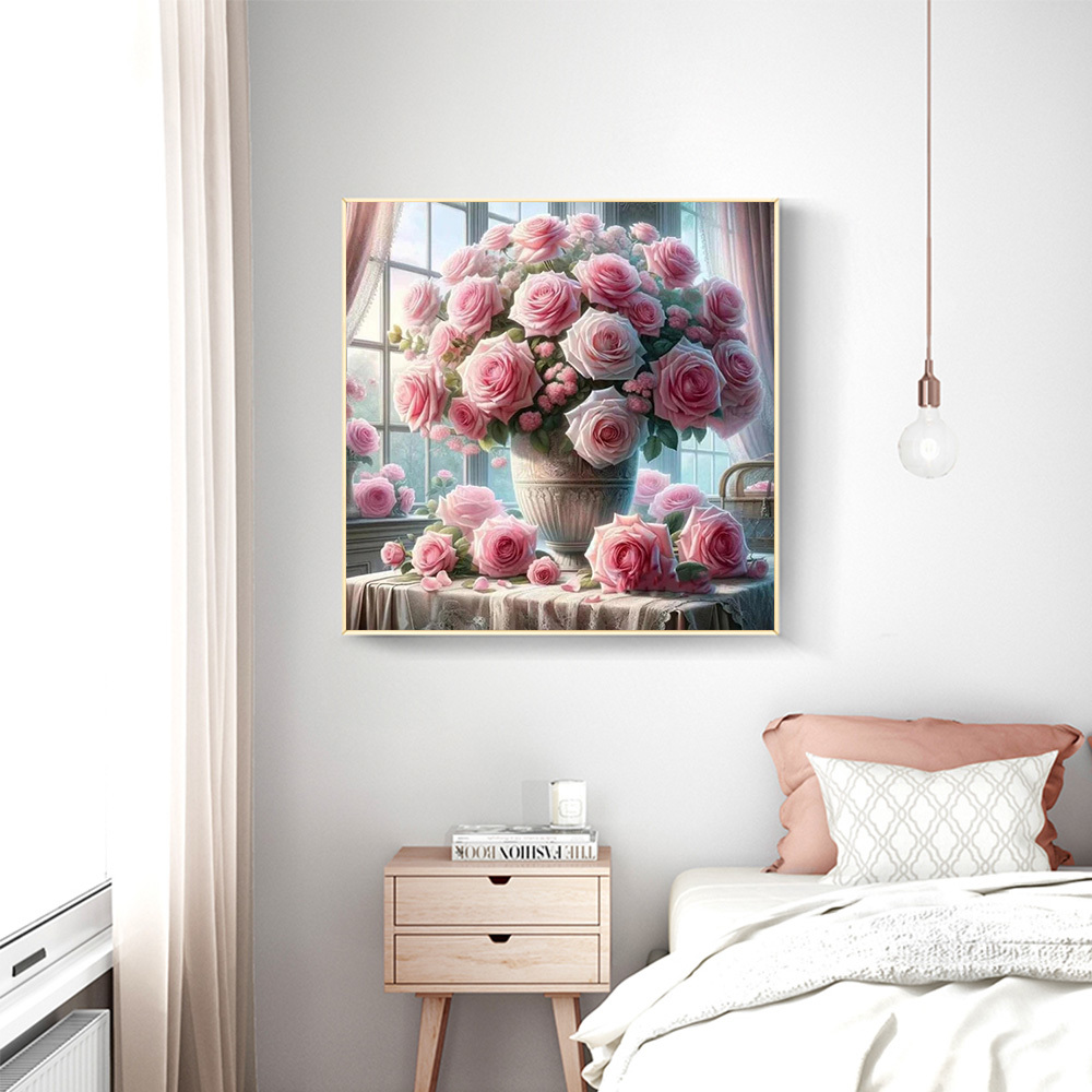 1PC frameless  5D Diy Diamond  - огляд і ціна Embroidery Rose Stitch