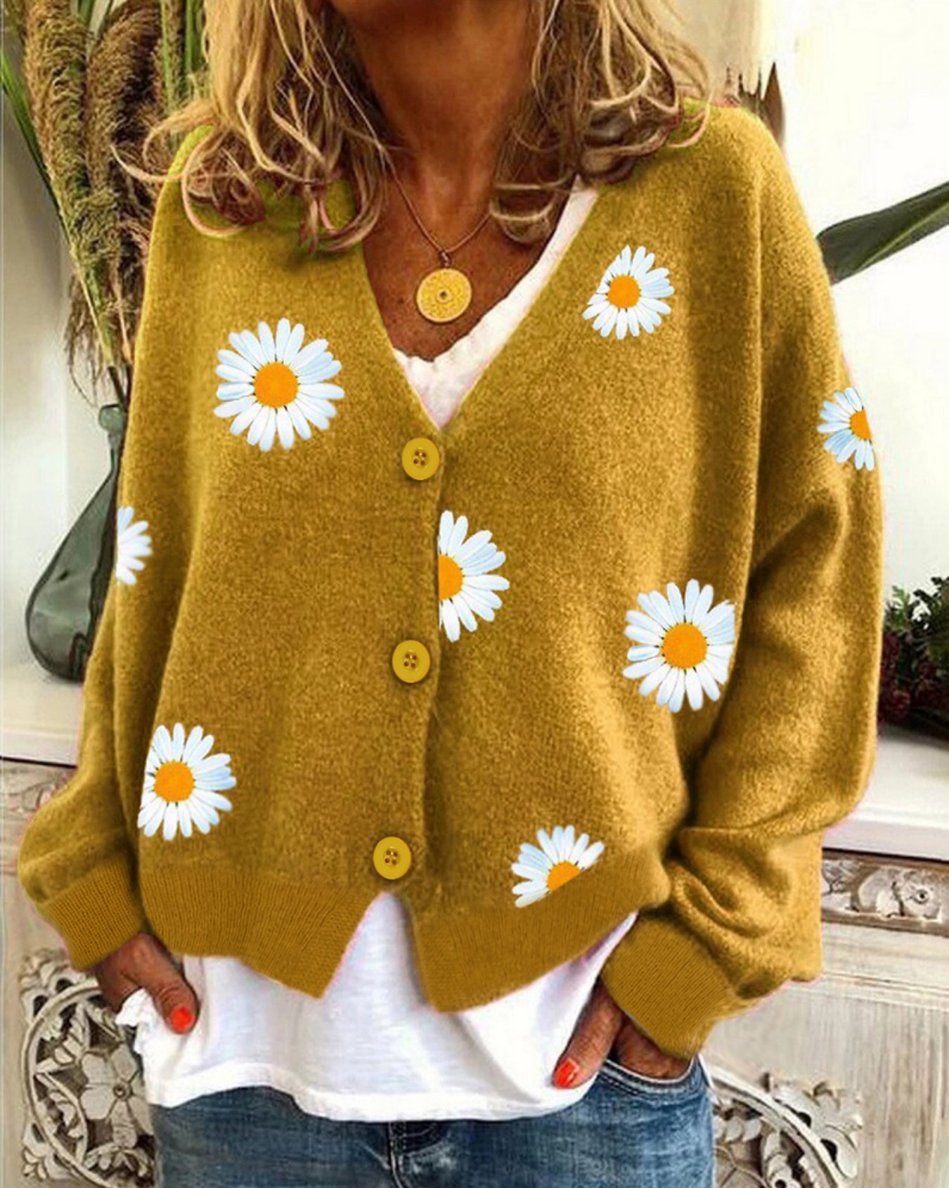 Women's Mustard Yellow Daisy E - огляд і ціна Embroidery Yellow