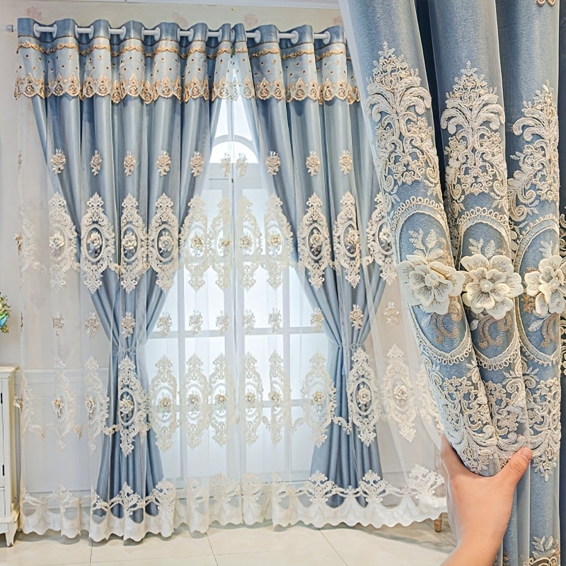 1pc Luxury Double-layer Europe - огляд і ціна Embroidery Flower Pattern
