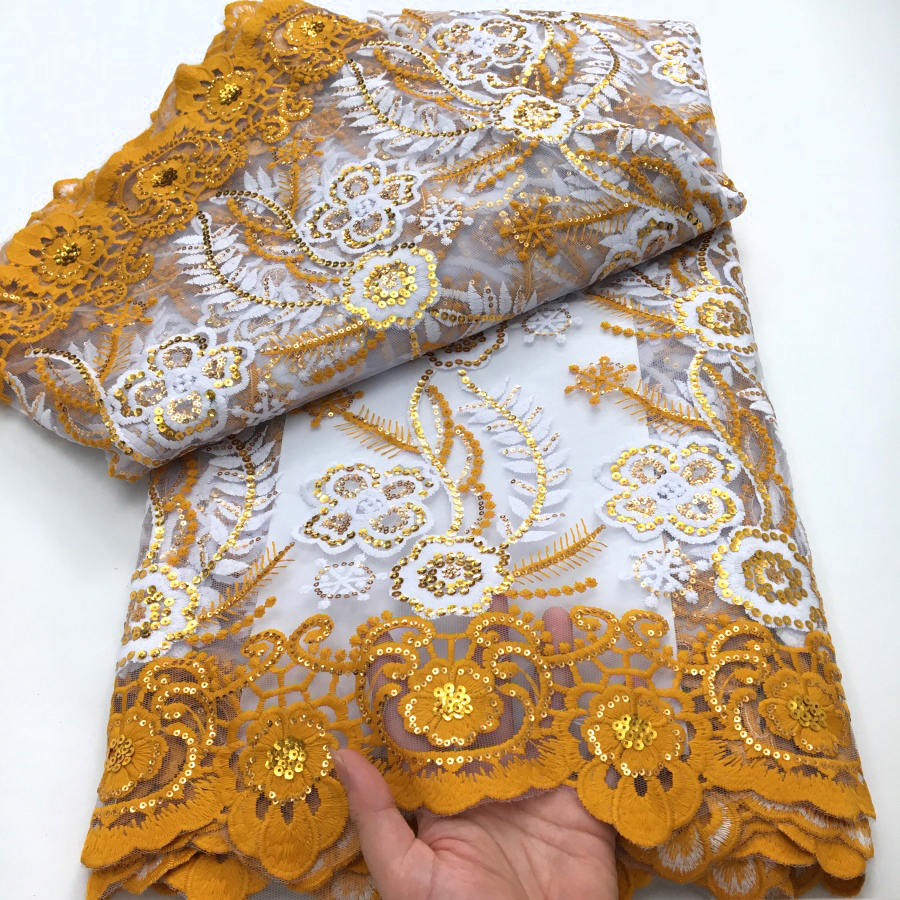 Yellow Milk Silk Mesh Lace Fab - огляд і ціна Embroidery Yellow