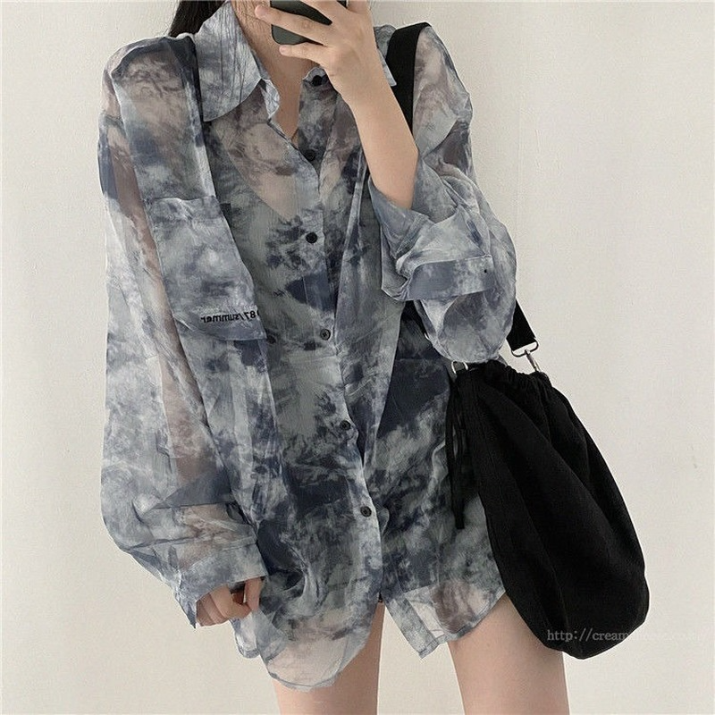 Shirts Women Fashion Tie Dye H - огляд і ціна Embroidery Gothic