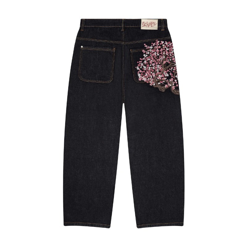 Mens Jeans Y2K Vintage Streetw - огляд і ціна Embroidery Jeans Sakura