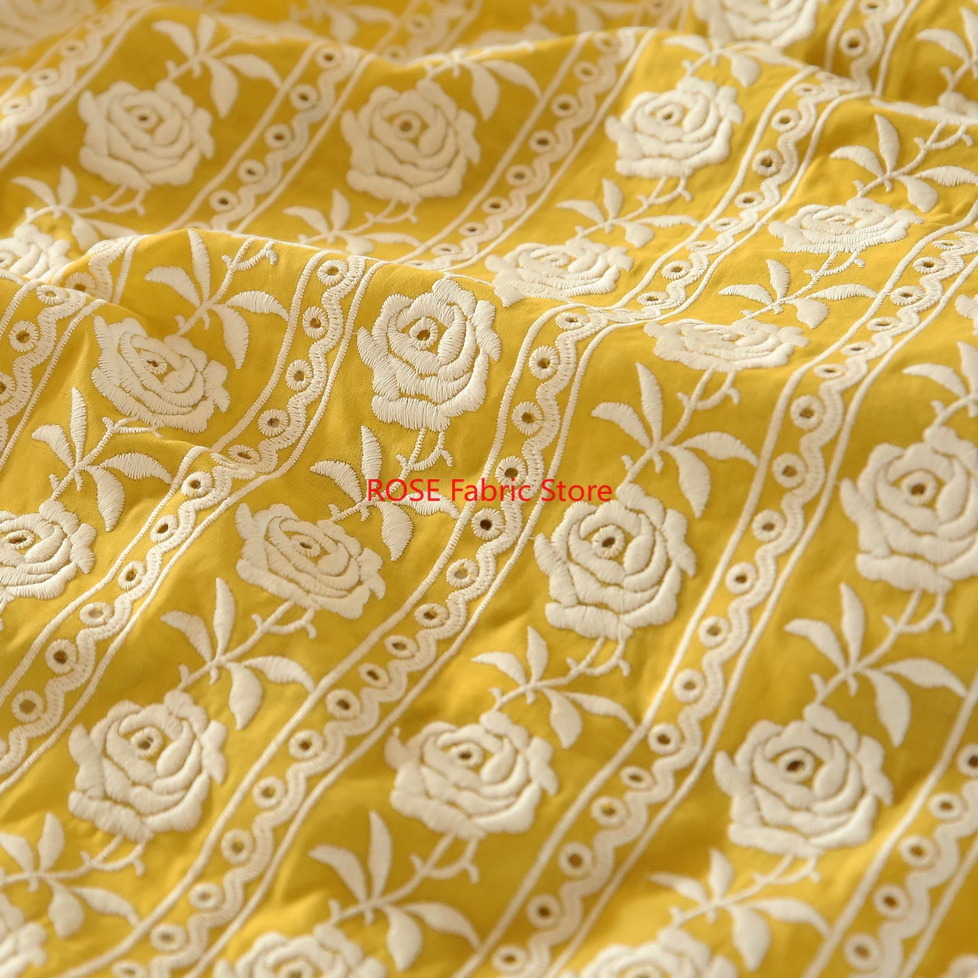 French Cotton Yellow Rose Heav - огляд і ціна Embroidery Yellow