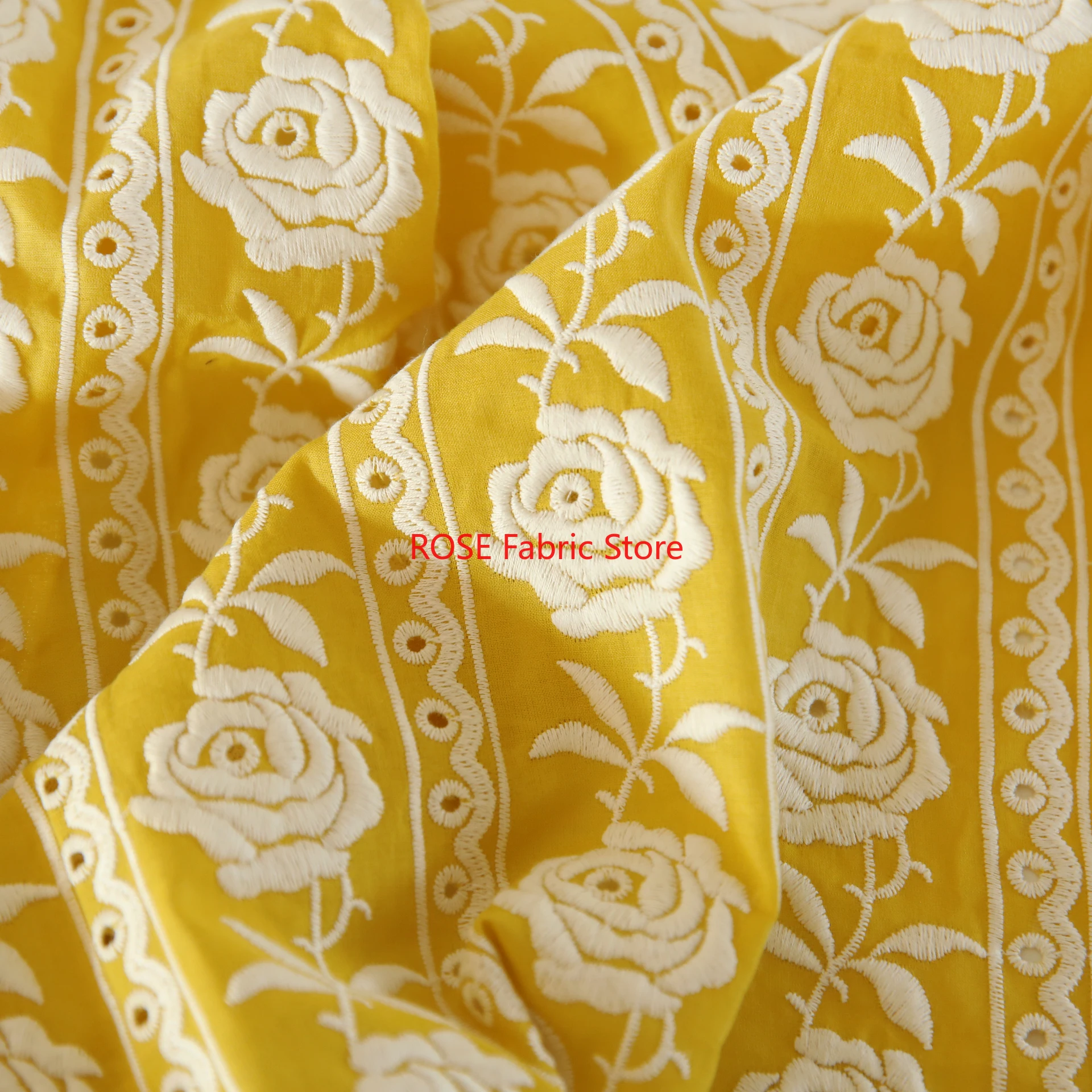 French Cotton Yellow Rose Heav - огляд і ціна Embroidery Yellow