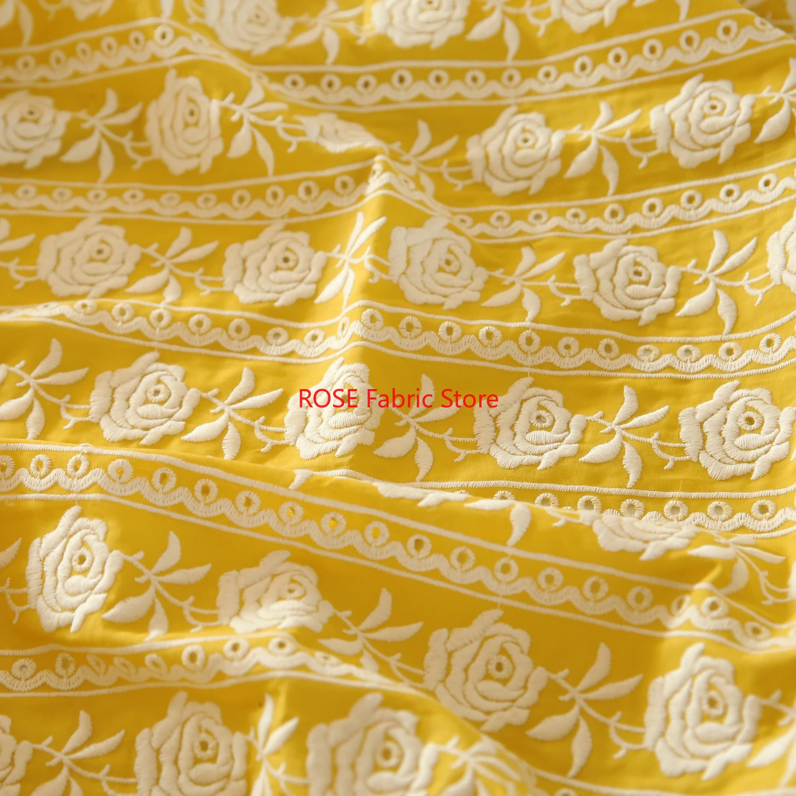 French Cotton Yellow Rose Heav - огляд і ціна Embroidery Yellow