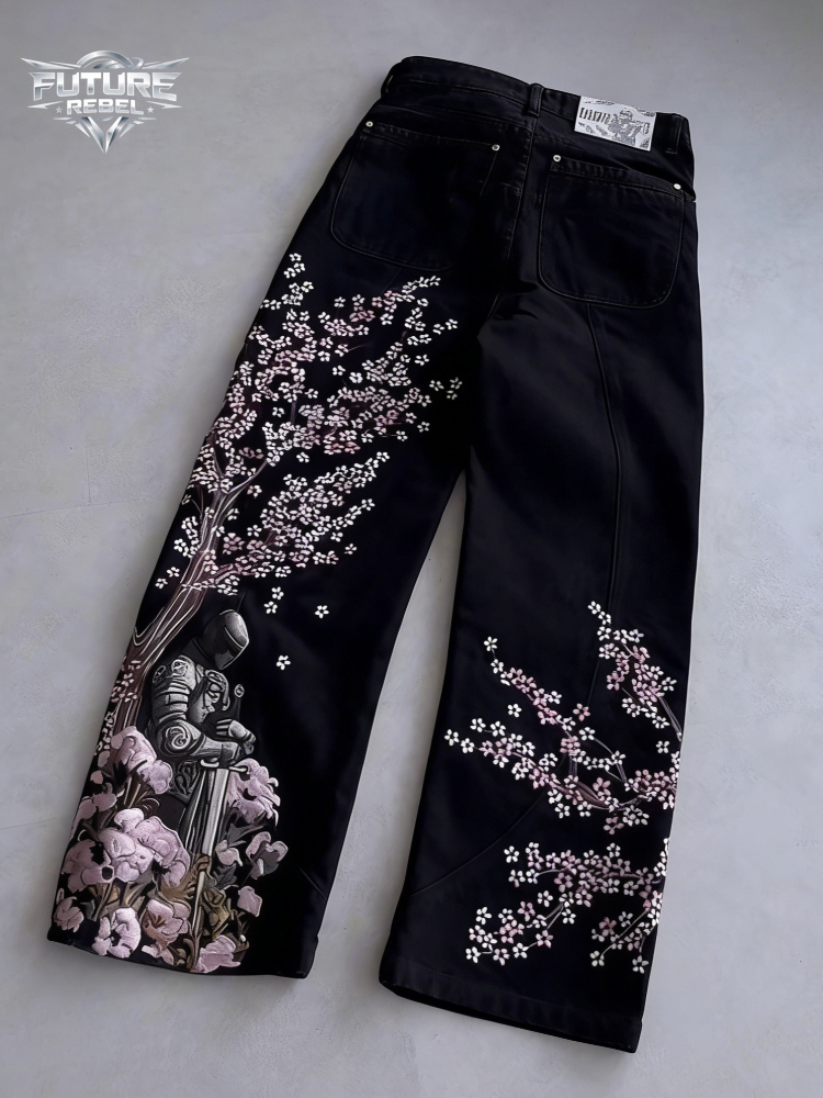 Mens Jeans Vintage Y2K Streetw - огляд і ціна Embroidery Jeans Sakura