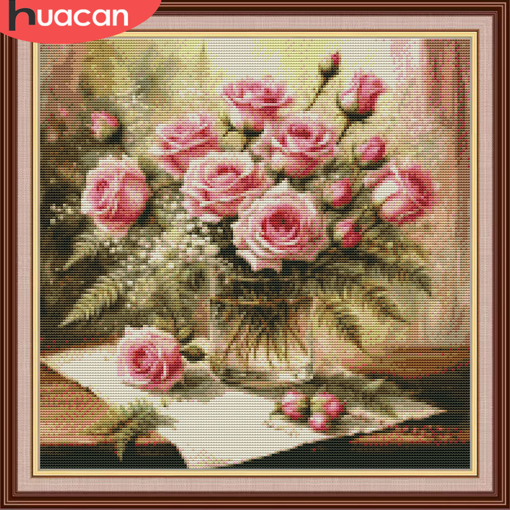 HUACAN Cross Stitch Kits Rose  - огляд і ціна Embroidery Rose Stitch