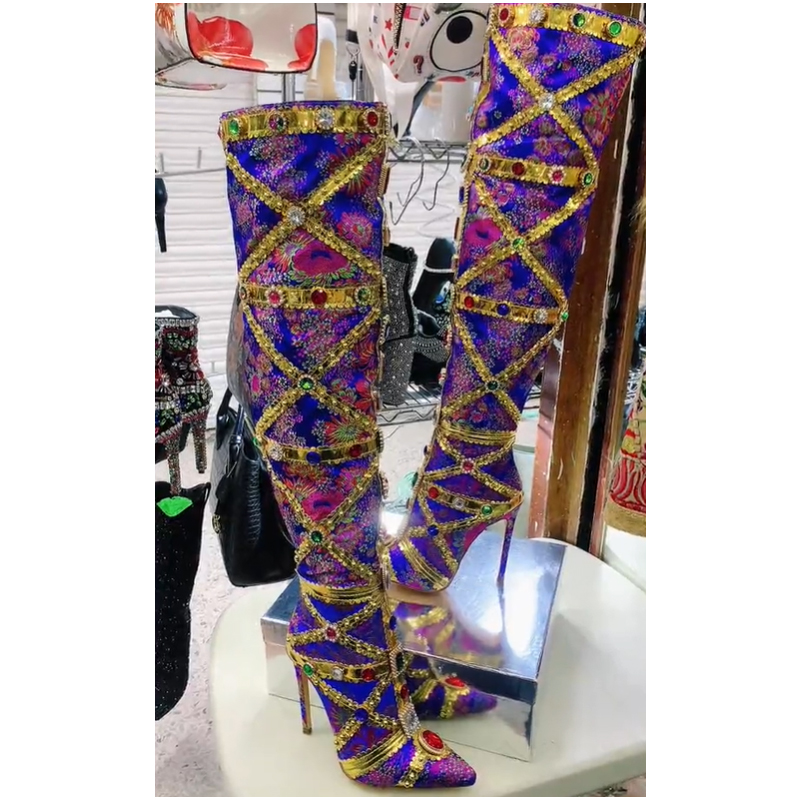 Multicolor Gemstone Gold Trim  - огляд і ціна Embroidery Shoes