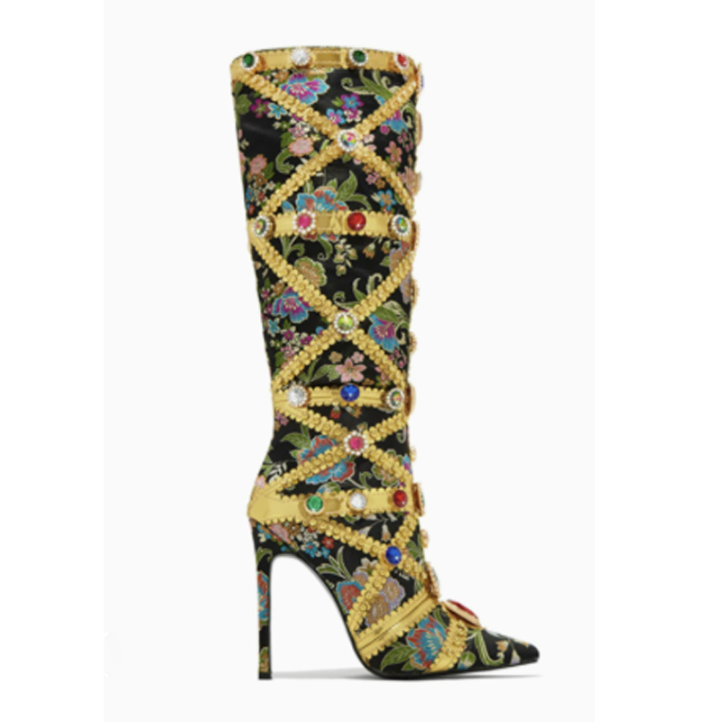 Multicolor Gemstone Gold Trim  - огляд і ціна Embroidery Shoes