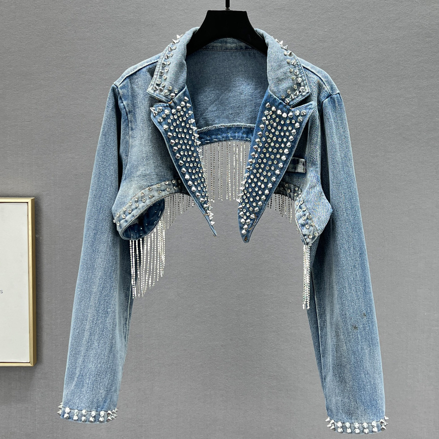 Rhinestone Beaded Tassels Rive - огляд і ціна Embroidery Jeans Sakura