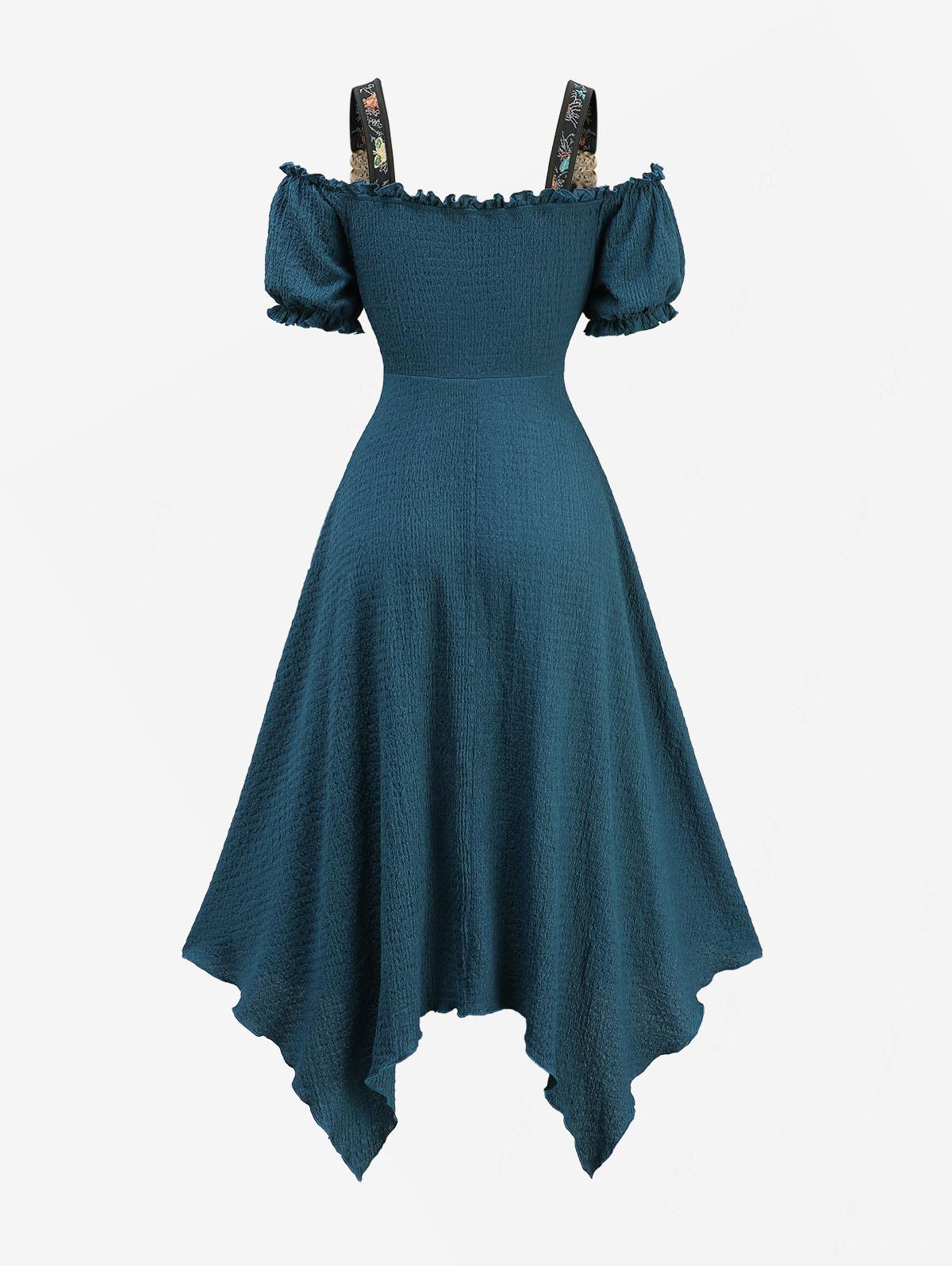 Plus Size Casual Deep Green Dr - огляд і ціна Embroidery Motif