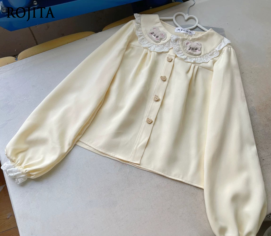 Lolita Blouse Cute Bear Embroi - огляд і ціна Embroidery Yellow