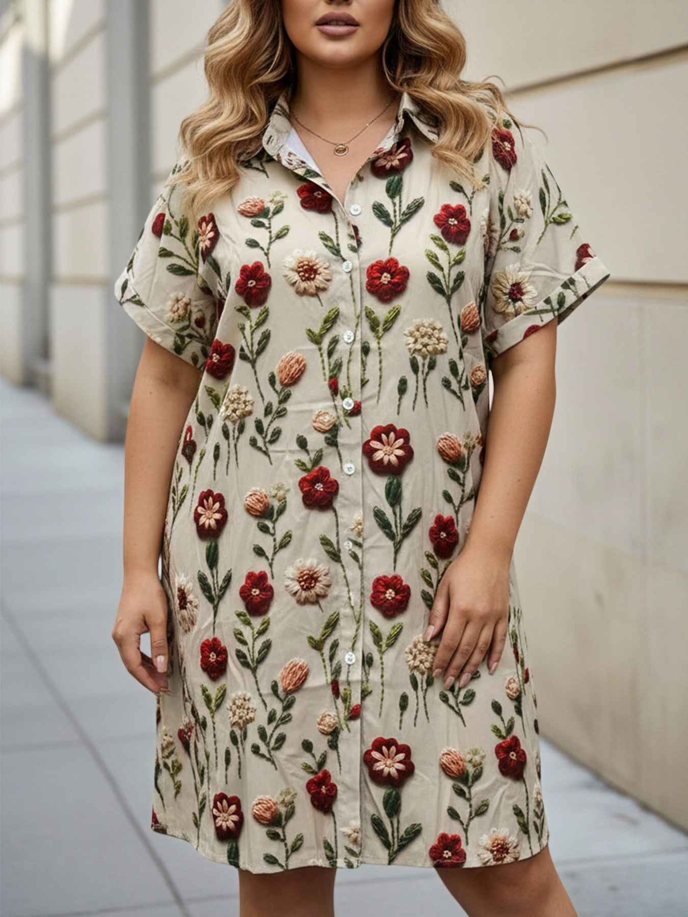 Plus Size Women's Longline Ove - огляд і ціна Embroidery Motif