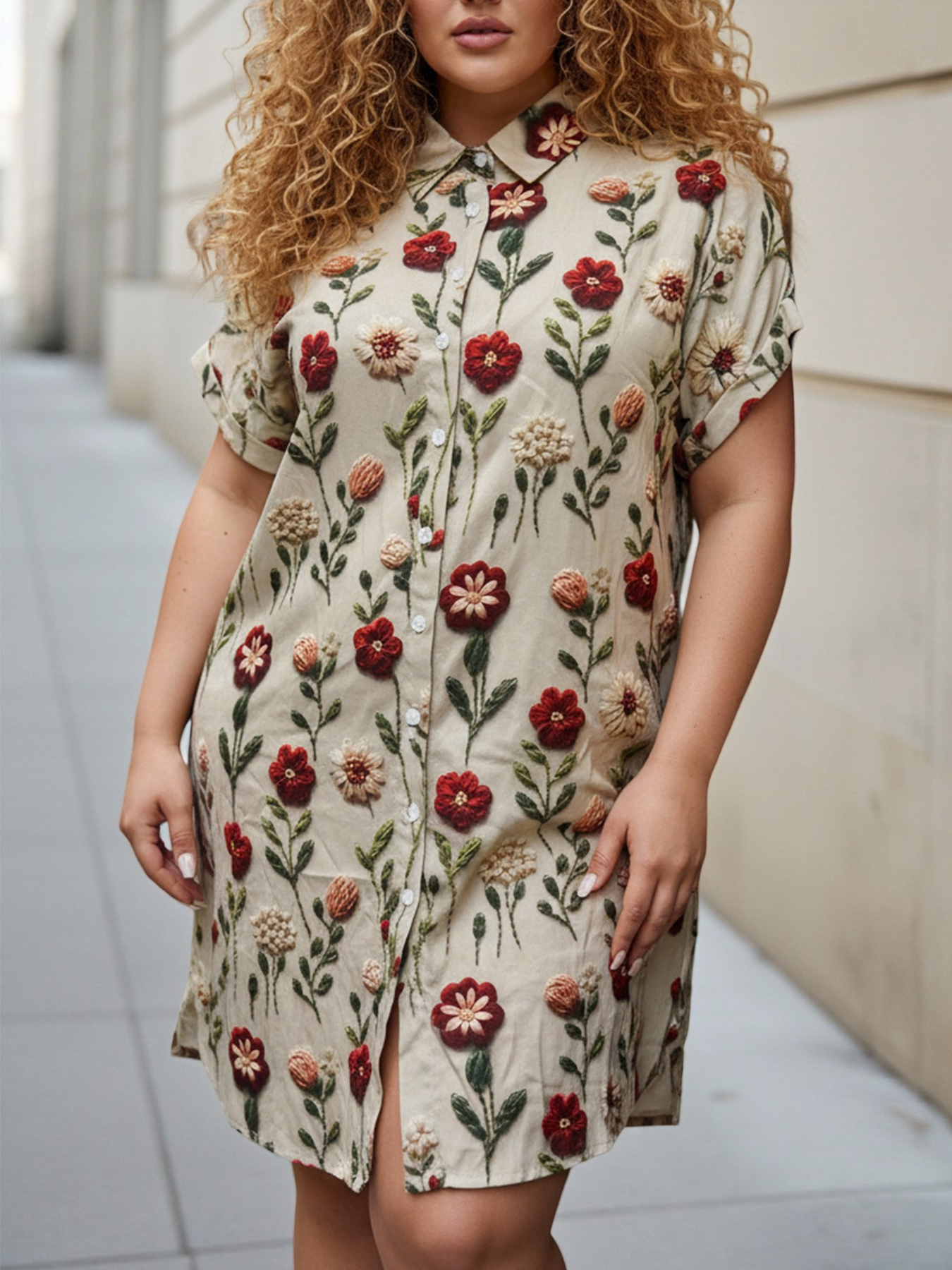 Plus Size Women's Longline Ove - огляд і ціна Embroidery Motif
