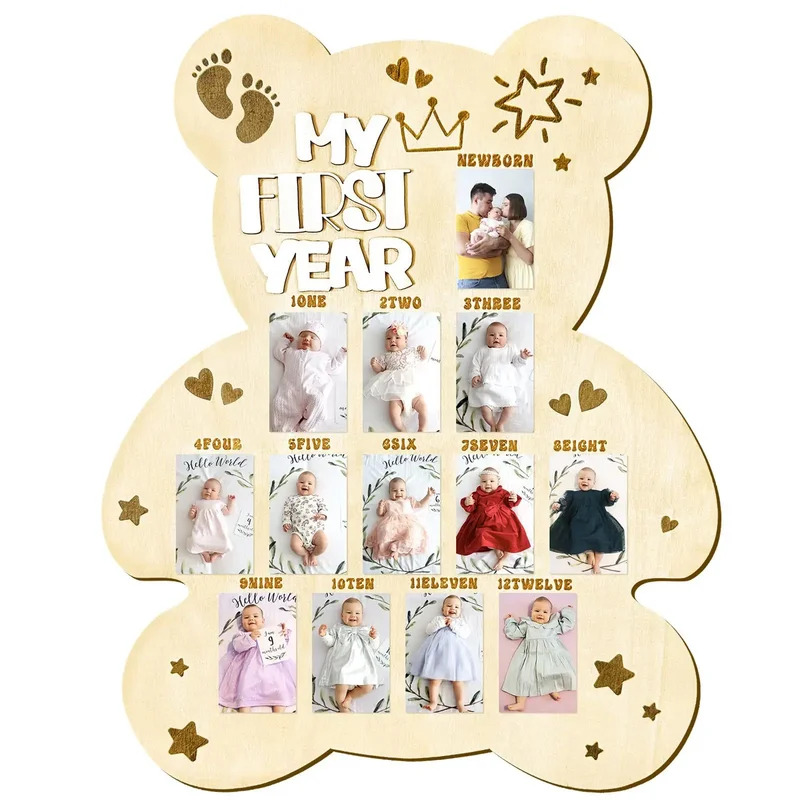 TEMIKIDS Newborn First Year of - огляд і ціна Frame Display Wood