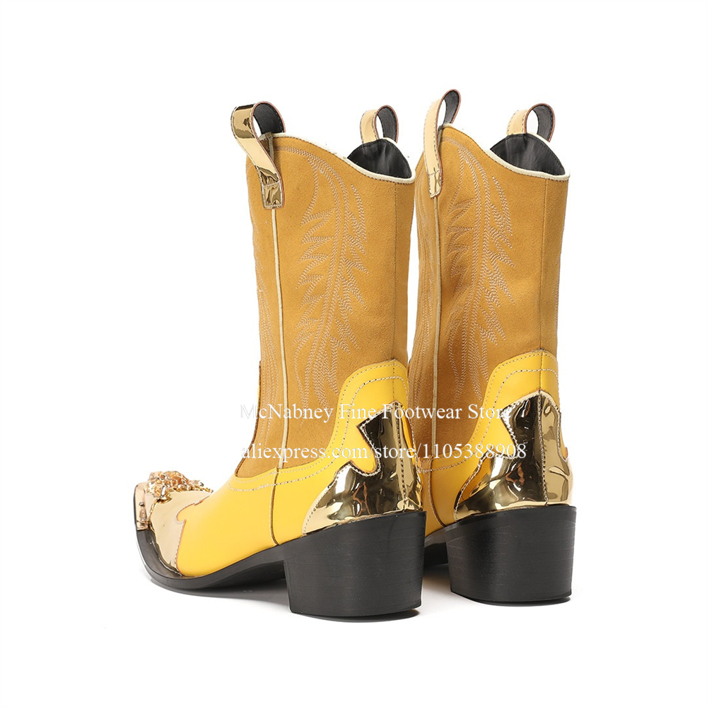 Yellow Gold Metal Toe Suede We - огляд і ціна Embroidery Gold